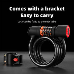 Bike Lock Anti Theft 5 Digit Combination LED Steel Cable