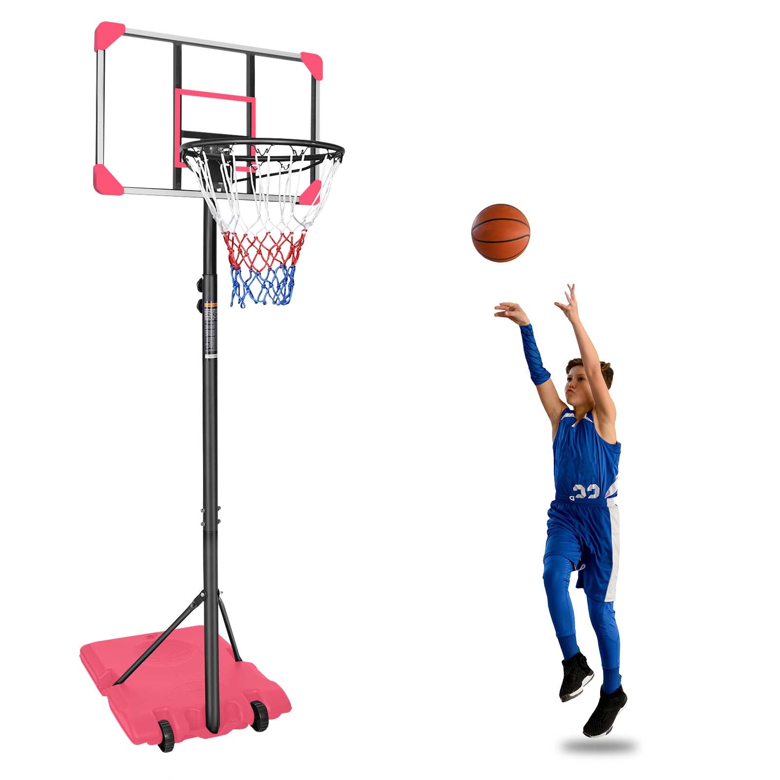 Portable Basketball Goal System Stable Base Wheels Indoor Outdoor Youth