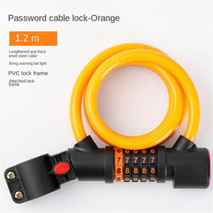 Bike Lock Anti Theft 5 Digit Combination LED Steel Cable