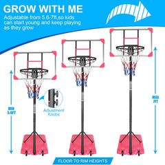 Portable Basketball Goal System Stable Base Wheels Indoor Outdoor Youth
