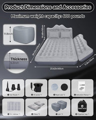 Umbrauto 23.62in/60cm Wide Inflatable Truck Mattress Car & SUV Back Seat Camping Bed with Pump