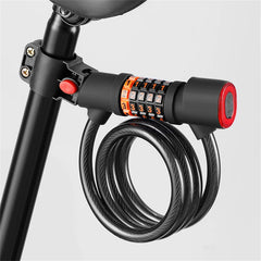 Bike Lock Anti Theft 5 Digit Combination LED Steel Cable