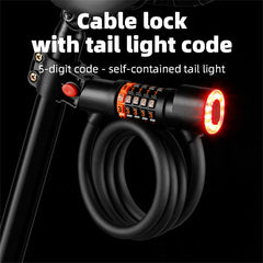 Bike Lock Anti Theft 5 Digit Combination LED Steel Cable