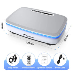 Whole Body Vibration Plate Machine with LED Lights & Bluetooth Speaker – 330 lb (150 kg) Capacity, 99 Speeds, Remote Control