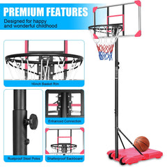 Portable Basketball Goal System Stable Base Wheels Indoor Outdoor Youth