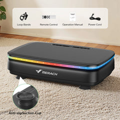 Whole Body Vibration Plate Machine with LED Lights & Bluetooth Speaker – 330 lb (150 kg) Capacity, 99 Speeds, Remote Control