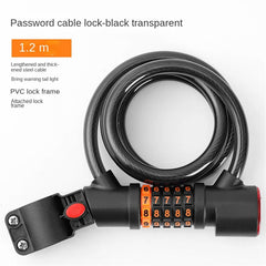 Bike Lock Anti Theft 5 Digit Combination LED Steel Cable