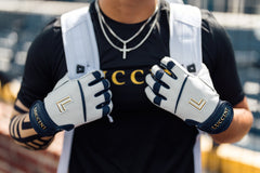 Batting Gloves – White/Navy/White Palm