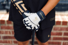 Batting Gloves – White/Navy/White Palm