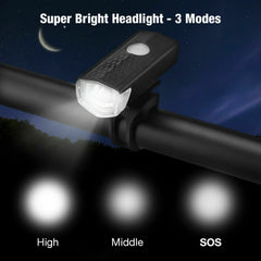 LED Bike Light Set with USB Rechargeable Headlight and Taillight