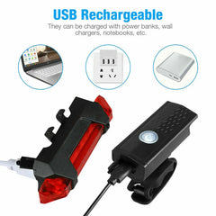 LED Bike Light Set with USB Rechargeable Headlight and Taillight