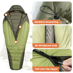 650 Fill Down Mummy Sleeping Bag Waterproof Backpacking Camping Hiking