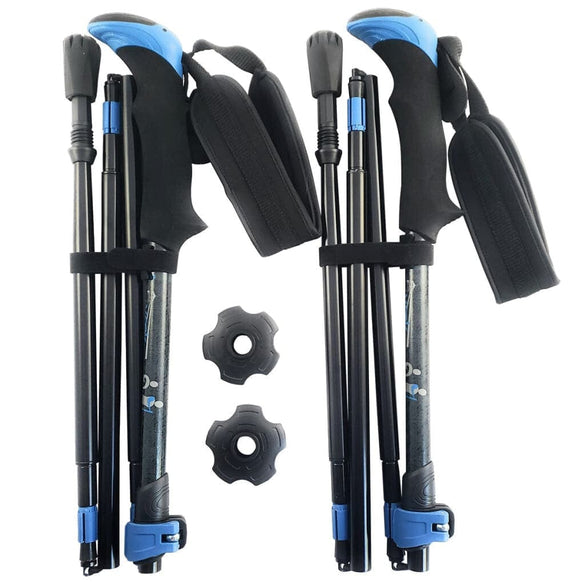 Travel Folding Hiking Poles Compact Adjustable With Accessories Carry Bag