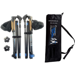 Travel Folding Hiking Poles Compact Adjustable With Accessories Carry Bag